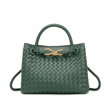Niche Design New Metal Rope Buckle Woven Tote Bag Shoulder Bag Portable Messenger Retro Women's Bag Versatile and Simple