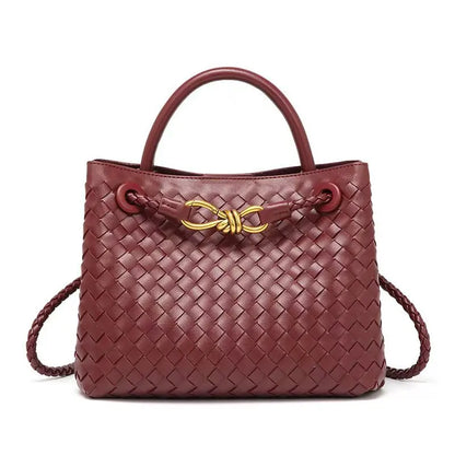 Niche Design New Metal Rope Buckle Woven Tote Bag Shoulder Bag Portable Messenger Retro Women's Bag Versatile and Simple