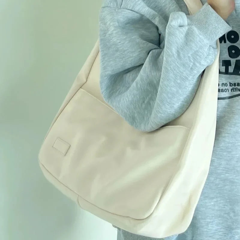 Large Capacity Soft Leather Tote Bag Commuter Versatile Single Shoulder Bag for College Students Class Women's Bag